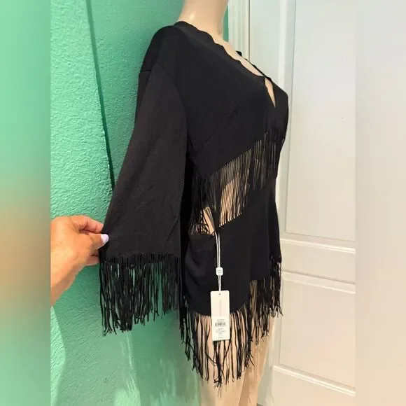Beach Bunny Black Fringe Tunic Indian Summer